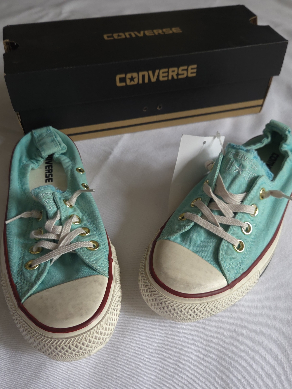 Converse Teal Canvas Slip-On Sneakers